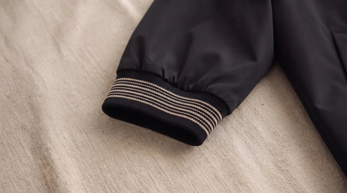 Ribbed cuff of the Lavagna Black jacket