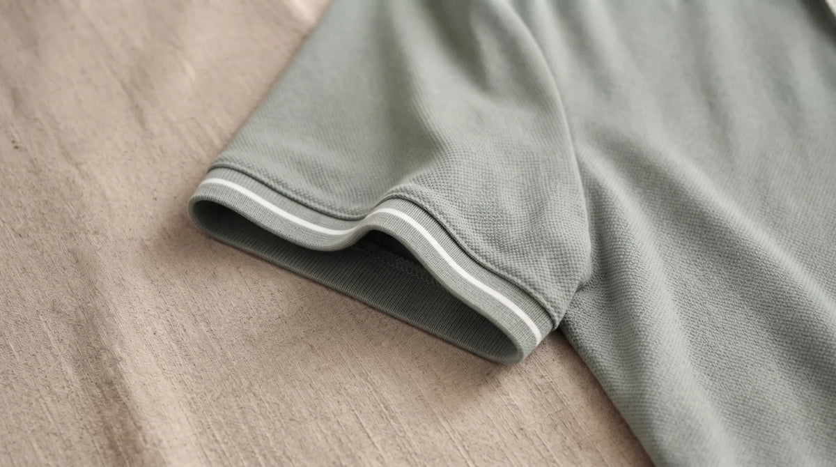 Striped sleeve hem of the Morino sage polo