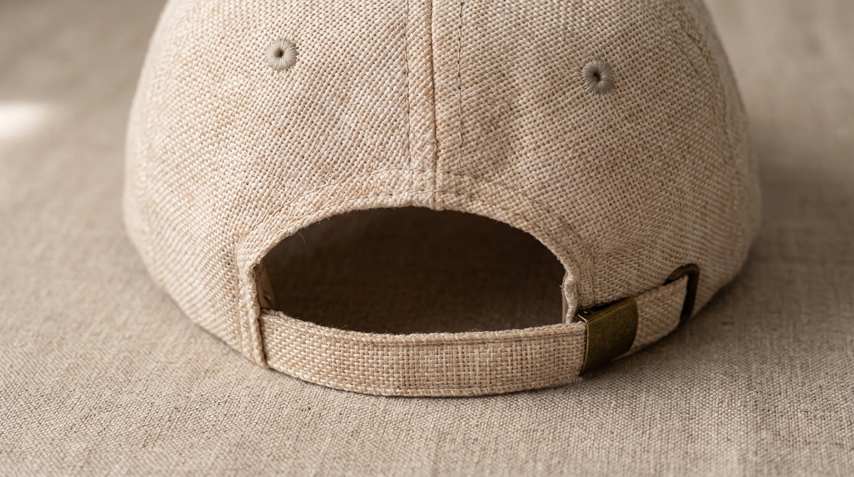 Close-up of the Yacht Club Baseball Cap back strap and seams